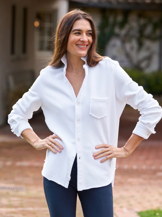 Frank & Eileen Tops - Frank & Eileen Eileen Relaxed Button Up Shirt in White Tripple FLeece Size XS